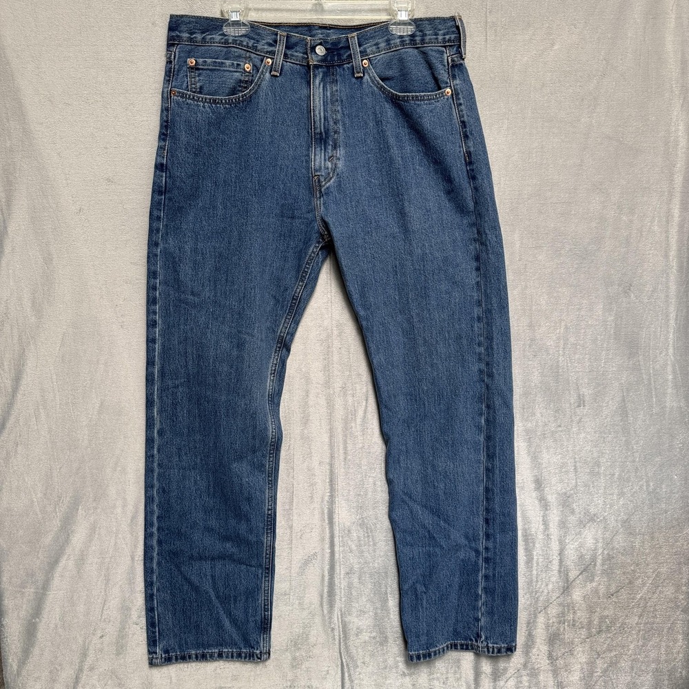 Levis 505 Jeans Mens 36x32 Blue Medium Wash Straight Denim Regular Fit Cotton‎